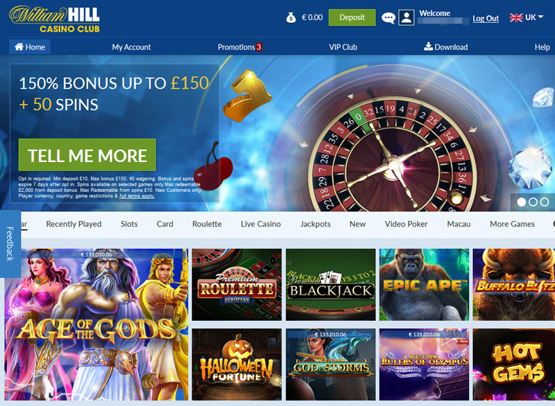 William Hill Casino Club Bonus Codes