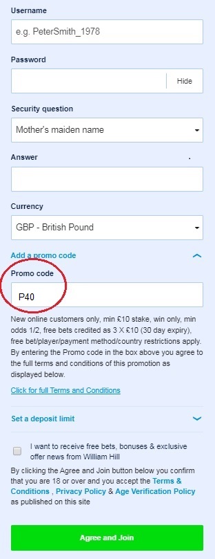 William Hill Promo Code Free Sports Bets